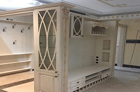 روکش طبیعی بلوط آمریکایی و رنگ سفید پتینه طلایی
